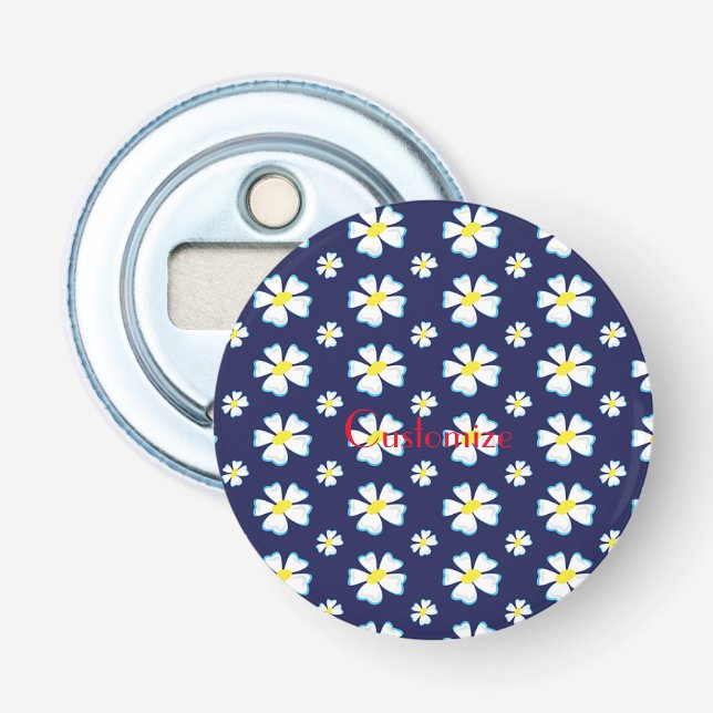 White Flower Pattern Thunder_Cove Bottle Opener (Front)