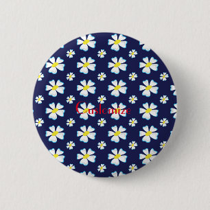 White Flower Pattern Thunder_Cove Button