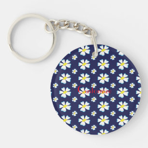 White Flower Pattern Thunder_Cove  Keychain