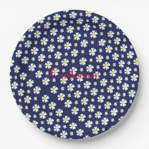 White Flower Pattern Thunder_Cove Paper Plate