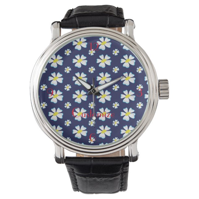 White Flower Pattern Thunder_Cove Watch (Front)