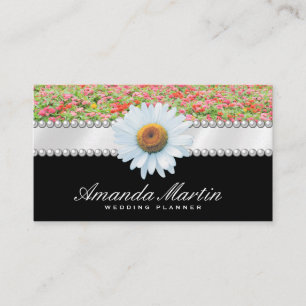 White Flower Pearls and Ribbon Business Card