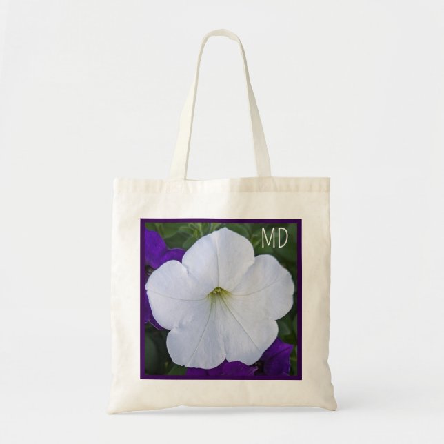 White Flower Photo Beauty for Ashes Bible Verse Tote Bag (Front)