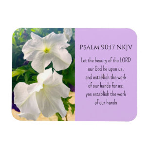 White Flower Photo Bible Verse God's Blessing Magnet