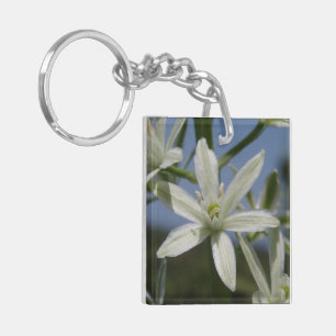 White Flower Photo Keychain