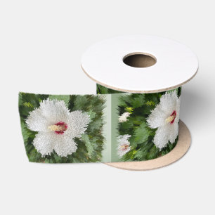 White flower puzzle satin ribbon