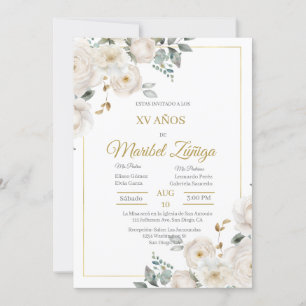 White flower Quinceinvitation Invitation