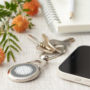 White Flower Ribbon by Kenneth Yoncich Key Ring