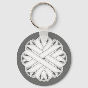 White Flower Ribbon by Kenneth Yoncich Key Ring