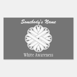White Flower Ribbon by Kenneth Yoncich Rectangular Sticker