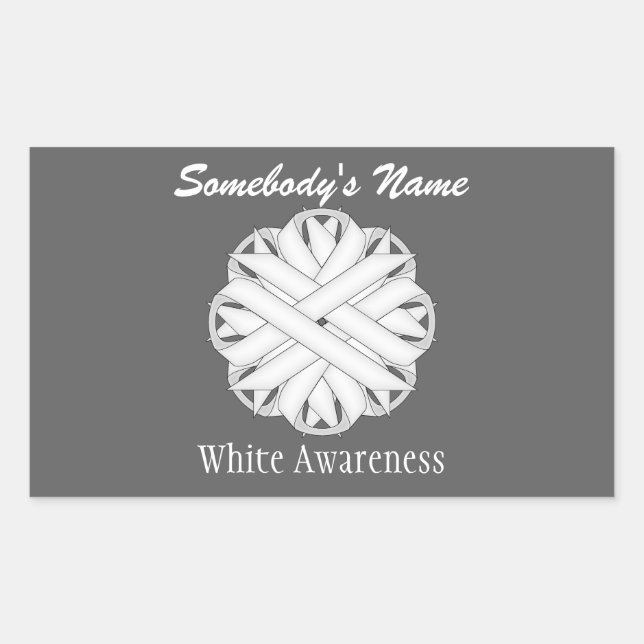 White Flower Ribbon by Kenneth Yoncich Rectangular Sticker (Front)