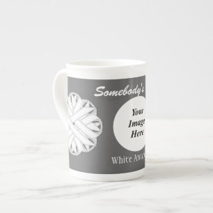 White Flower Ribbon Template by Kenneth Yoncich Bone China Mug