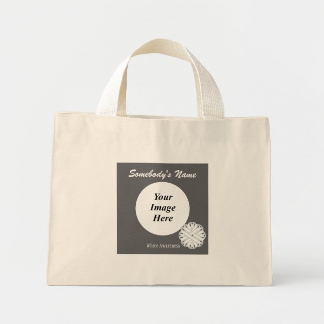 White Flower Ribbon Template by Kenneth Yoncich Mini Tote Bag (Front)
