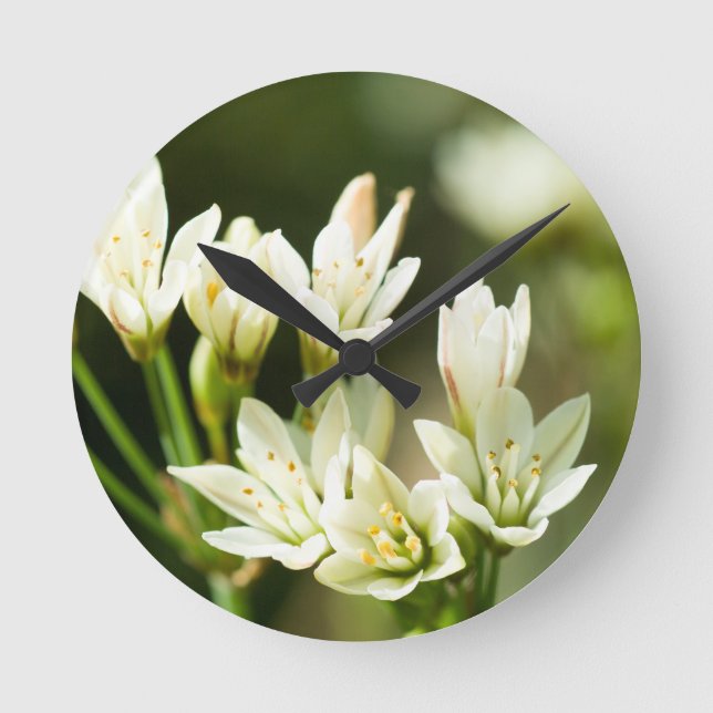 White Flower Round Clock (Front)