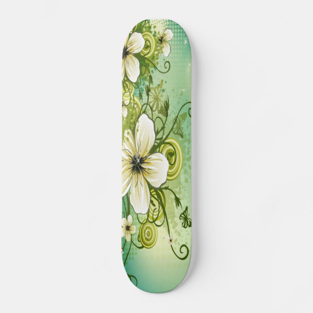 White Flower Sk8Bord Skateboard (Front)