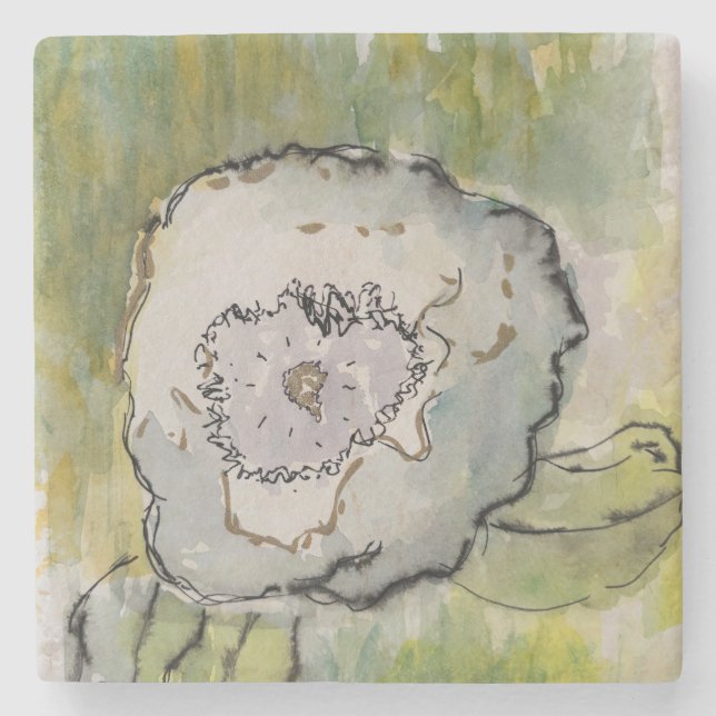 White flower stone coaster (Front)