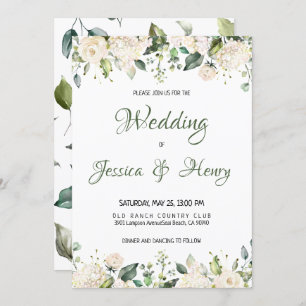 White Flower Wedding Invitation