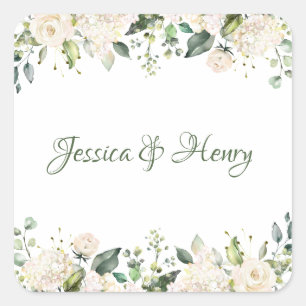 White Flower Wedding Stickers