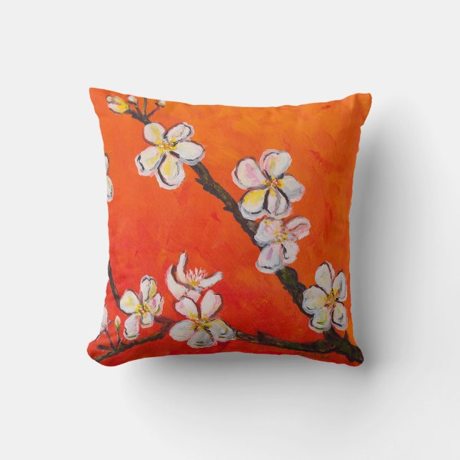 White flowering branch in spring   cushion (Front)