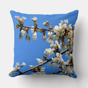 White flowering spring tree white floral blossom cushion