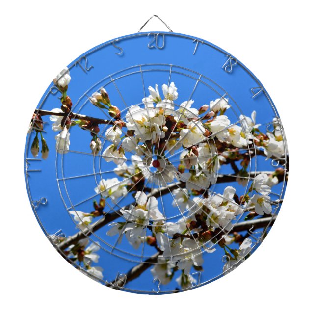 White flowering spring tree white floral blossom  dartboard (Front)