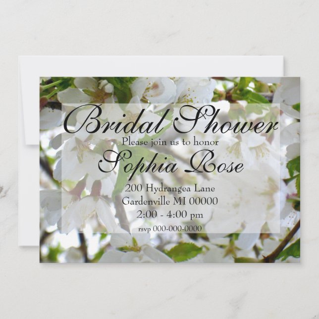 White flowering tree Blossoms Invitation (Front)