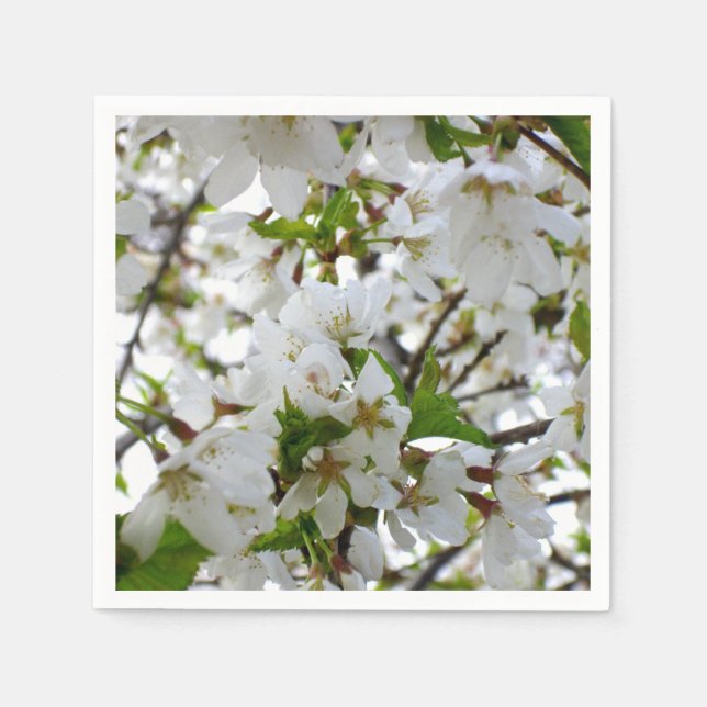 White flowering tree Blossoms Napkin (Front)