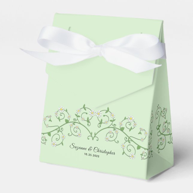 White Flowering Vine Mint Green Favour Box (Front Side)