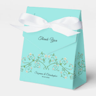 White Flowering Vine Thank You Blue Favour Box