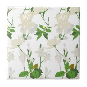 White flowers 1 ceramic tile