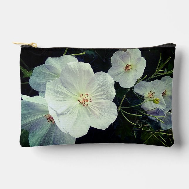 White flowers accessory pouch (Front)