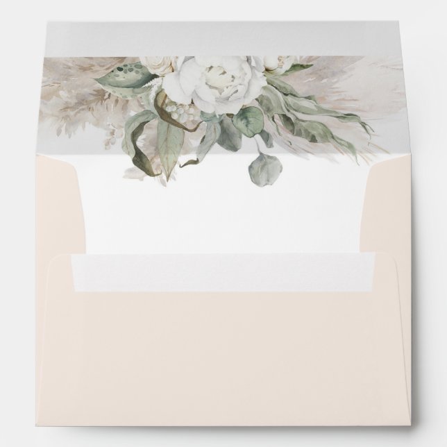 White Flowers and Sage Greenery Elegant Soft Boho Envelope (Back (Bottom))