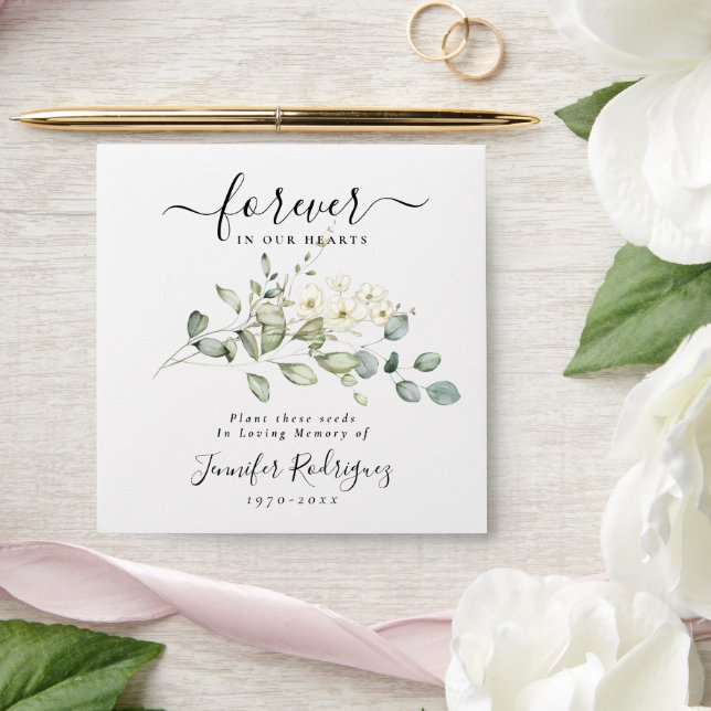 White Flowers Boho Seed Packet Memorial Funeral Envelope (Wedding)