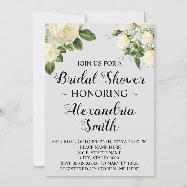 White Flowers | Bridal Shower  Invitation (Front)