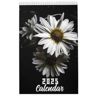 white flowers calendar 2025