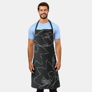white Flowers Charcoal Grey Apron