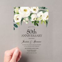 White Flowers & Cream 50th Wedding Anniversary
