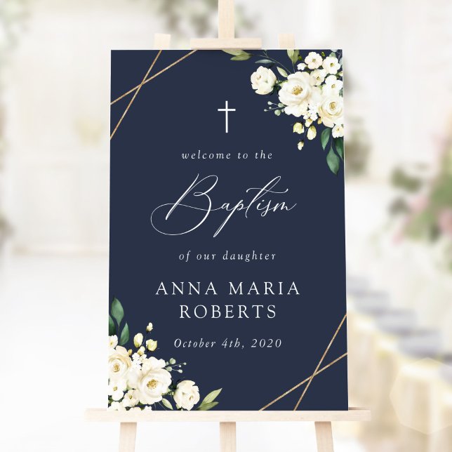 White Flowers, Cream Flowers, Baptism Welcome Poster (Creator Uploaded)