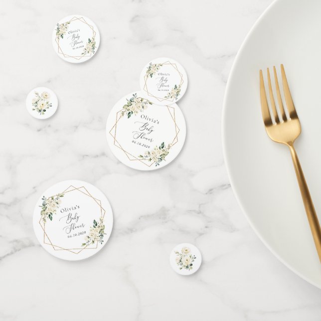 White Flowers, Cream Flowers, Boho, Baby Shower Confetti (Group)