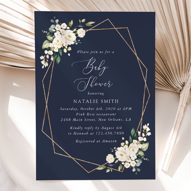 White Flowers, Cream Flowers, Boho, Baby Shower Invitation (Creator Uploaded)