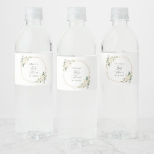 White Flowers, Cream Flowers, Boho, Baby Shower Water Bottle Label