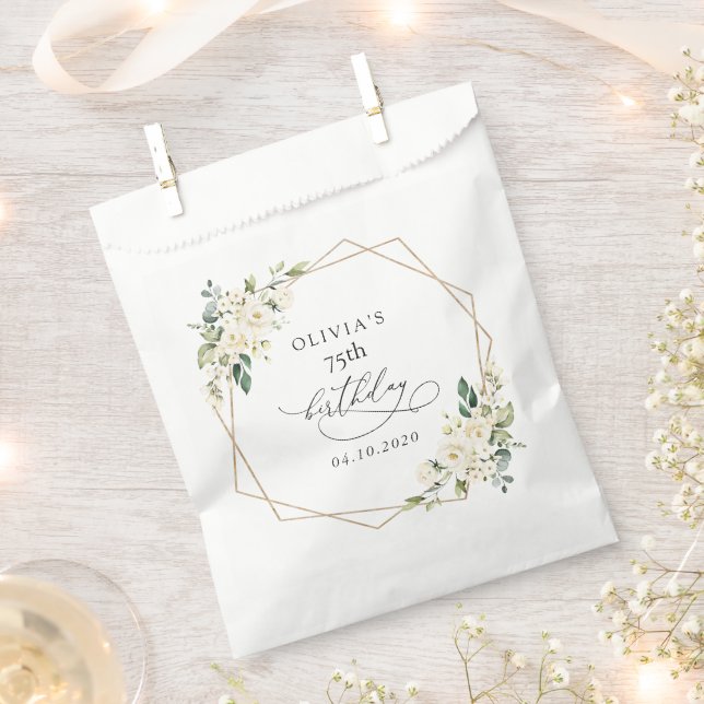 White Flowers, Cream Flowers, Boho, Birthday Favour Bag (Clipped)