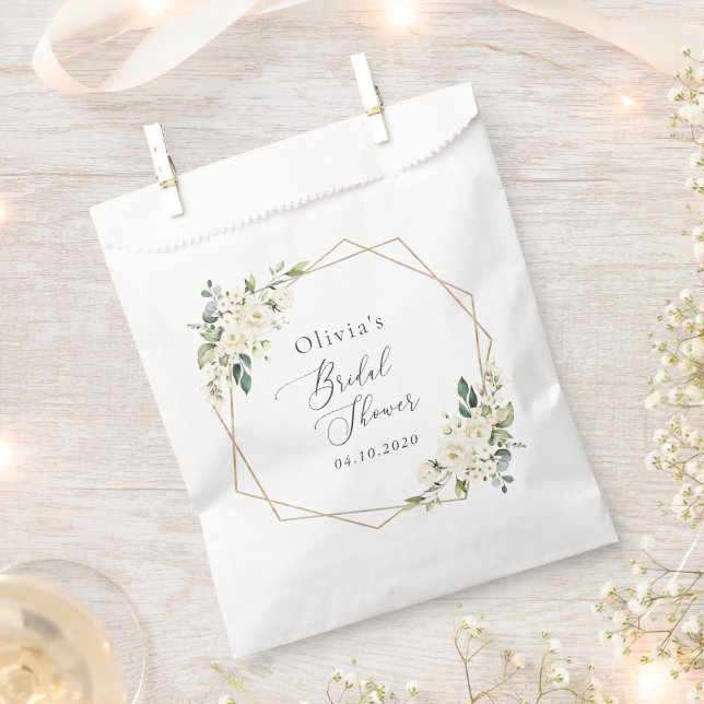 White Flowers, Cream Flowers, Boho, Bridal Shower Favour Bag (Clipped)