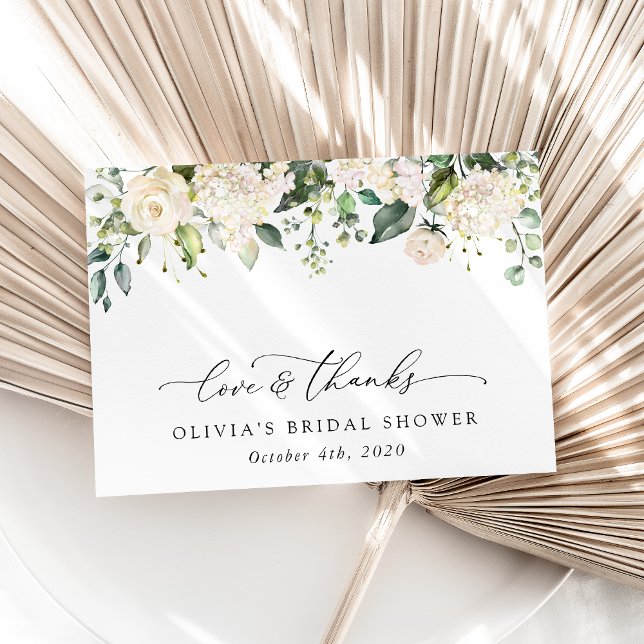White Flowers, Cream Flowers, Boho, Bridal Shower Thank You Card (Creator Uploaded)