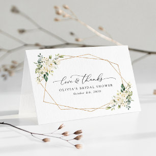 White Flowers, Cream Flowers, Boho, Bridal Shower Thank You Card