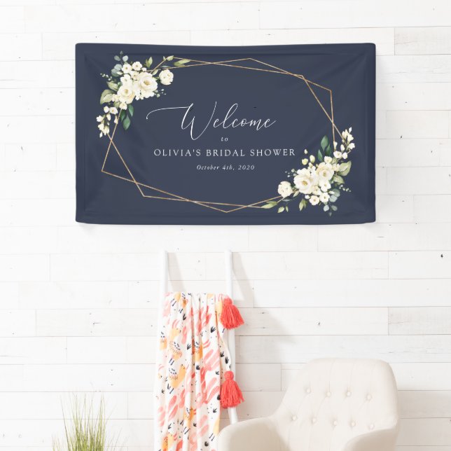 White Flowers, Cream Flowers, Boho, Bridal Welcome Banner (Insitu)