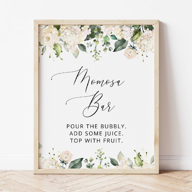 White Flowers, Cream Flowers, Boho, Momosa Bar Poster (Creator Uploaded)
