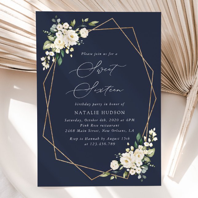 White Flowers, Cream Flowers, Boho, Sweet 16  Invitation (Creator Uploaded)