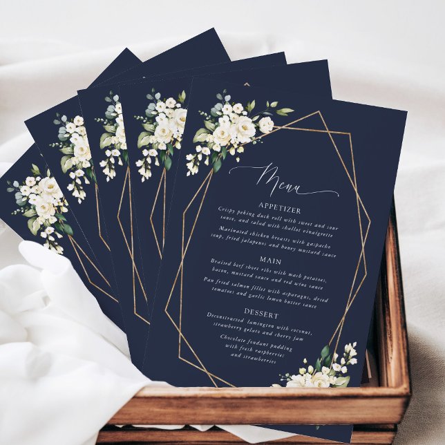 White Flowers, Cream Flowers, Boho, Wedding Menu (Creator Uploaded)