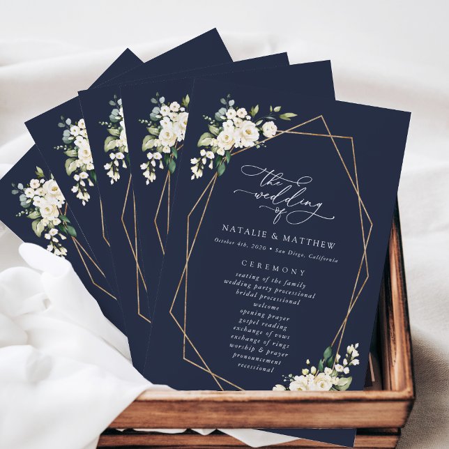 White Flowers, Cream Flowers, Wedding Program (Creator Uploaded)